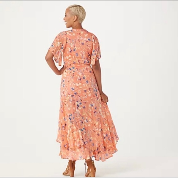 Haute Hippie Tribe Coral Wrap Maxi Dress - Picture 2 of 7